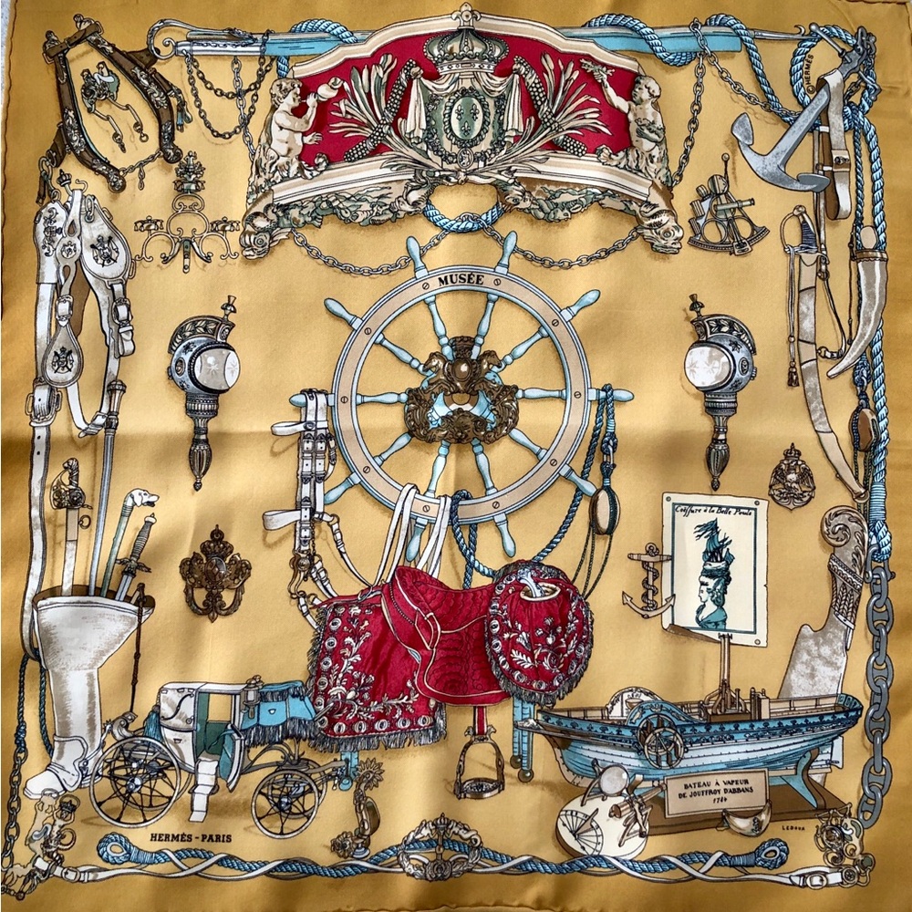 Vintage Hermès Silk Scarf 45cm Musée Gavroche Pocket Square